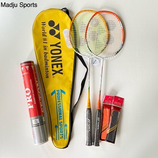 PAKET Raket Badminton murah berkualitas - 2 Raket - 1 Tas - 12 pcs kok - Bonus Grip