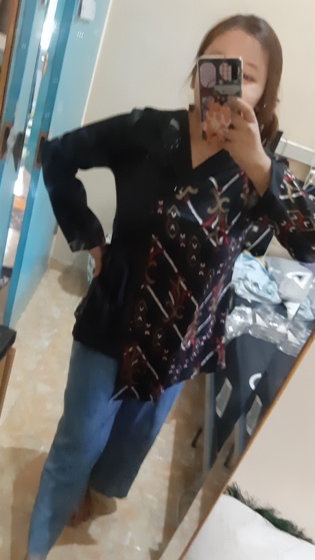 Tey-17 Batik Wanita Asj Sa Hrb026 Kenongo Kemeja Tosca Pendek