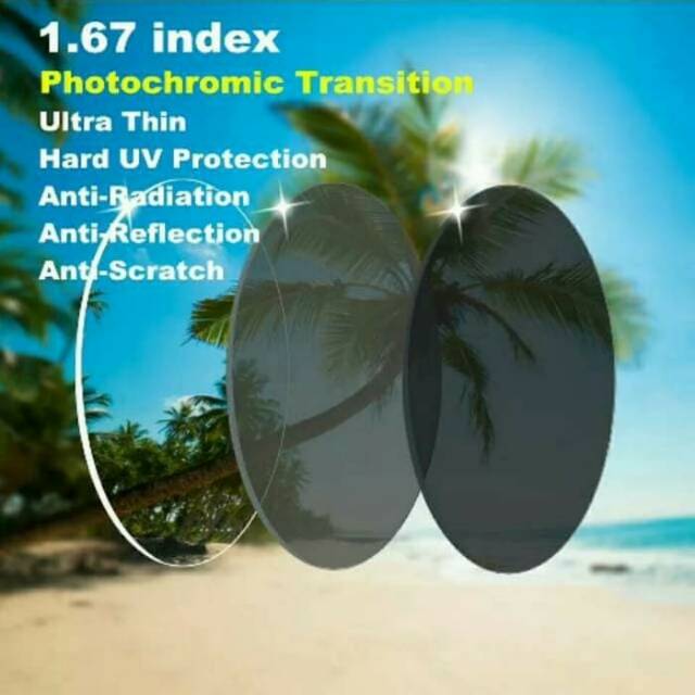Lensa Kacamata Blueray Photocromic BlueCromic High Index 1.67