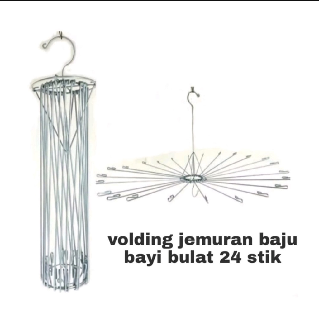 Hanger Jemuran Baju Bayi Bulat 24 Stik Bahan Besi Tebal