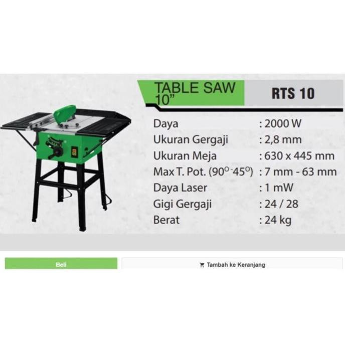 RYU TABLE SAW RTS 10 MESIN GERGAJI MEJA JAPAN TECHNOLOGY