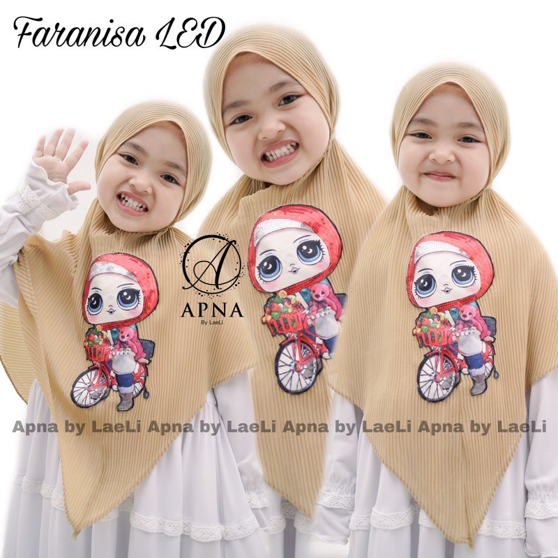 Jilbab Anak pliskit anak madinah LED/ Bergo plisket anak led bagus murah utk usia 2-7 th
