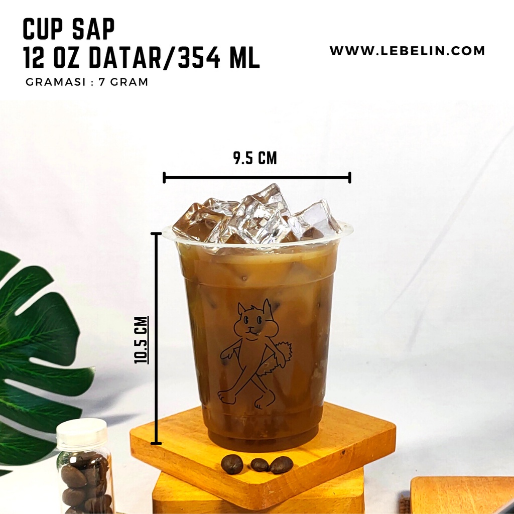 Sablon Gelas Cup Plastik Merk Sap 12oz,16oz Datar