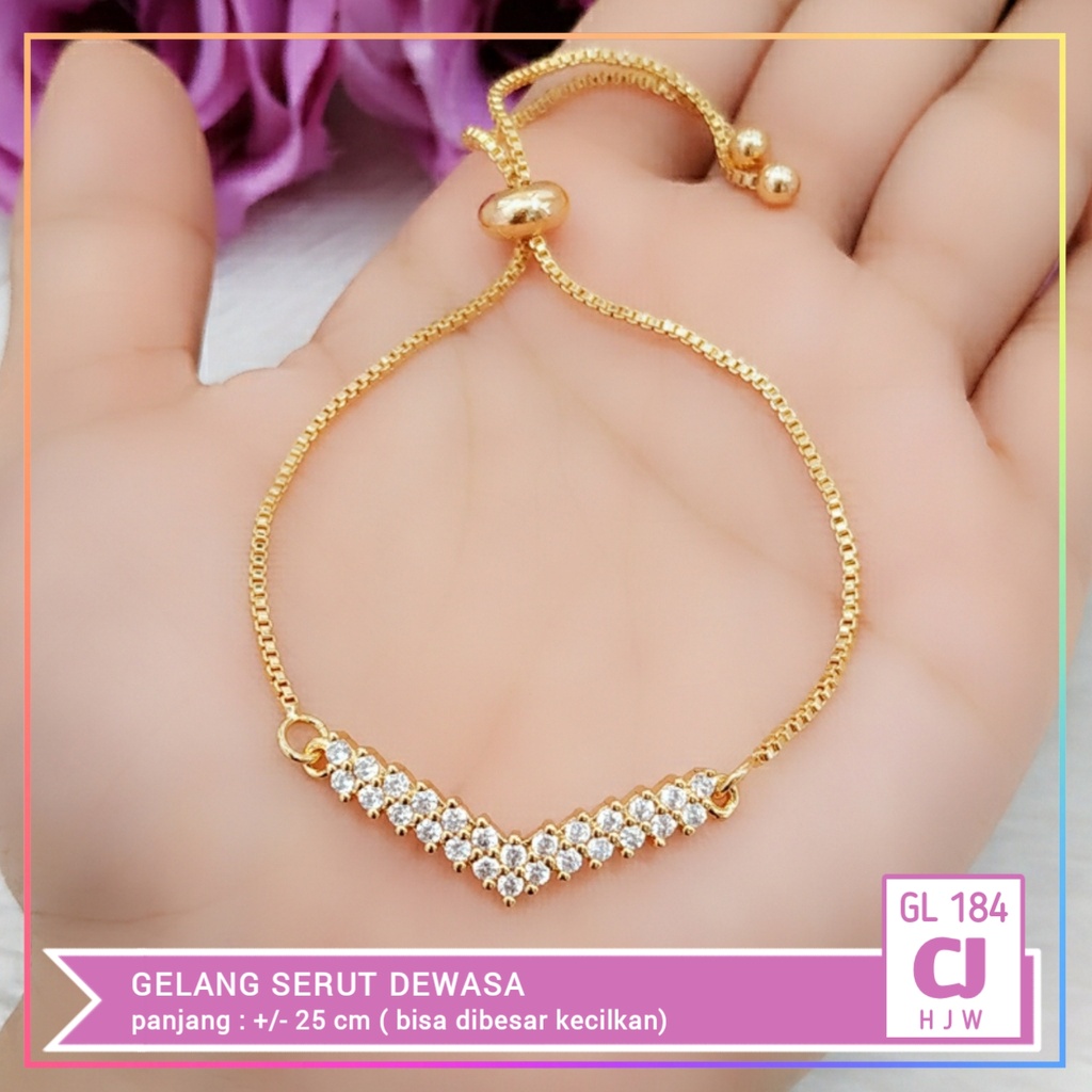 Gelang xuping gelang serut dewasa permata full model fuji terbaru perhiasan lapis emas gold GL 184