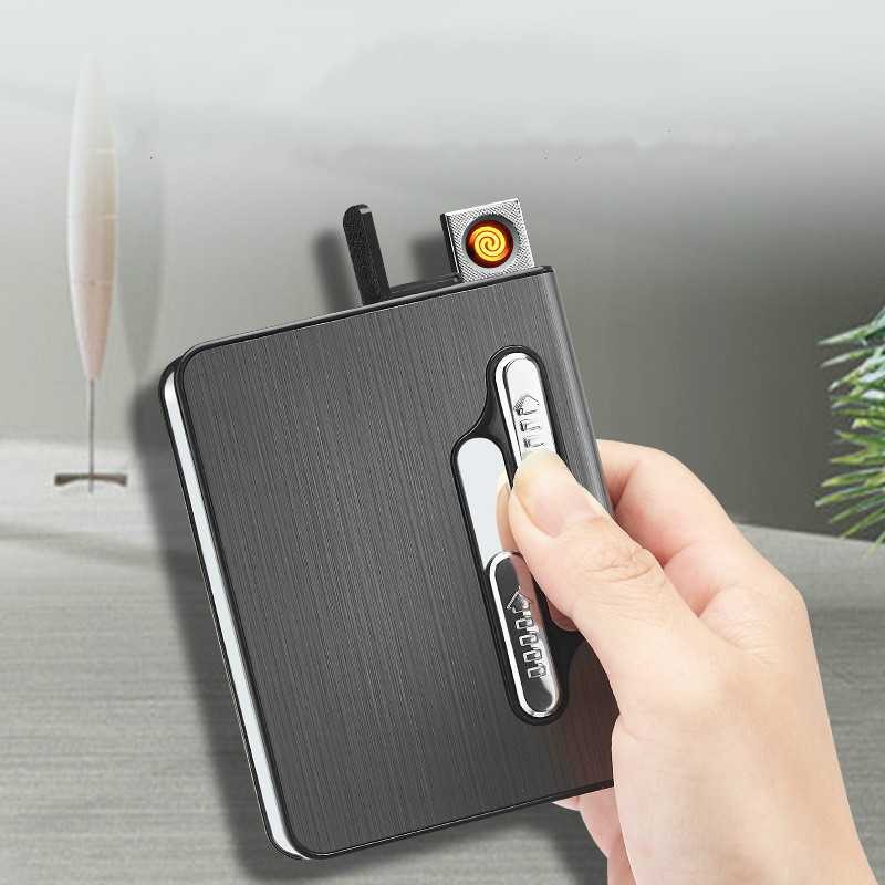 Best Seller ! Vamav Kotak Rokok 10 Slot dengan Korek Elektrik USB Rechargeable - A11