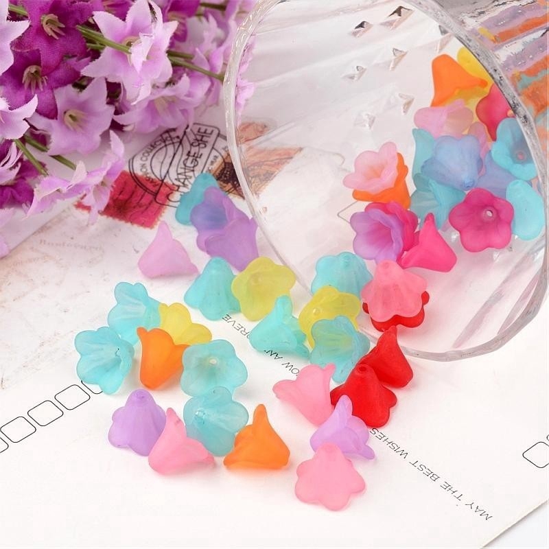 20/100pcs Mixed Trumpet Flower Frosted Acrylic Plastic Beads Caps for DIY Bracelet Necklace Making Jewelry Findings Wholesale