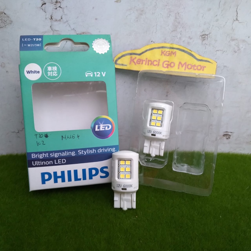 BOHLAM PHILIPS ULTINON LED W21/5W PUTIH 6000K 12V 11066ULWX2 Lampu Rem