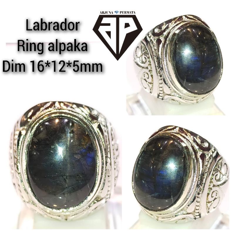 cincin batu permata Labrador asli natural