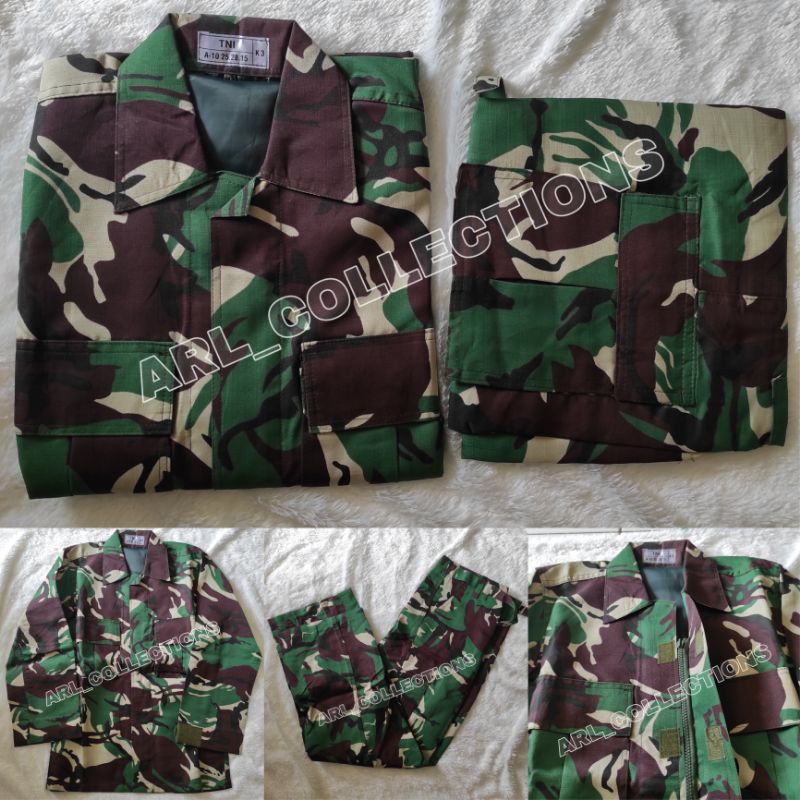 BAJU SETELAN PDL LORENG TNI BAHAN VELBET SEMI WOLL BALETOLI FUL PURING/SERAGAM PDL LORENG MALVINAS RESLETING VELCRO