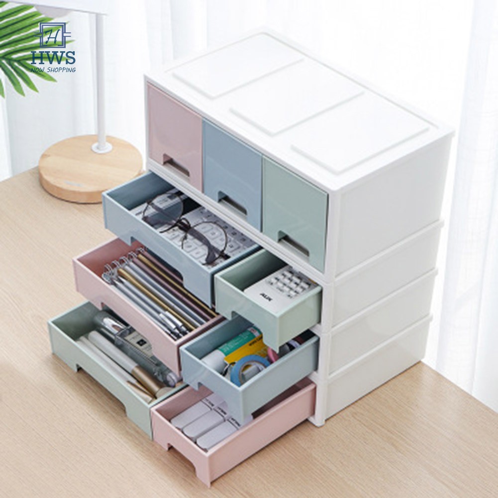 Desktop Storage Box Plastic Storage Cabinets With Drawers Makeup Organizer Desktop Holder Box Shopee Indonesia