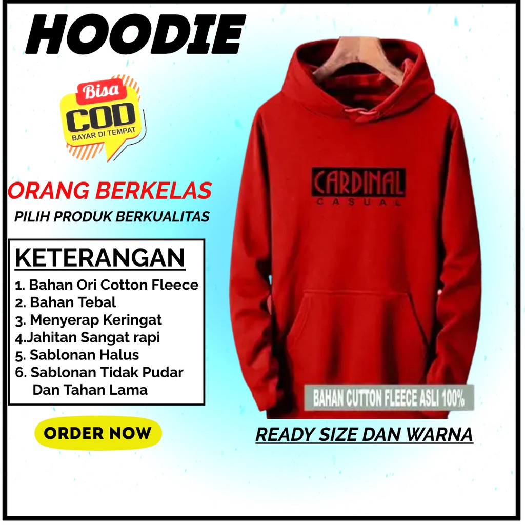 Sweater Crewneck Cardinal Terlaris Premium Pria Peria Cowok / Wanita Hoodie Oversize Jumbo Bahan Fle