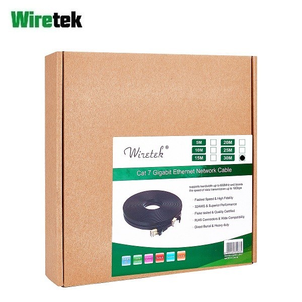 Wiretek Kabel LAN Cat 7 Gigabit Ethernet Network FLAT Cable 30 meter