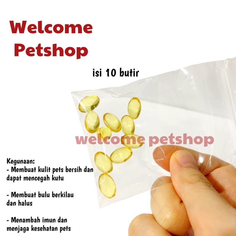 Fish Oil Untuk Hewan Peliharaan / Isi 10 Butir / Vitamin Anjing / Kucing / Omega Hewan / Omega 3