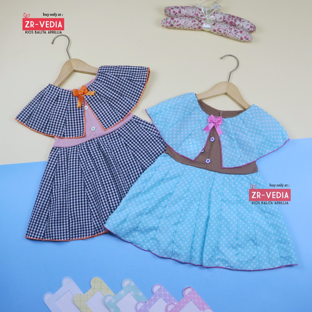 Dress Yolla size 1-4 Tahun / Baju Kensi Cewek Katun Adem Gaun Pesta Dress Cape Anak Perempuan Murah