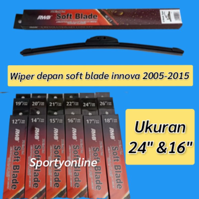 Wiper depan soft blade innova grand innova 24&quot; &amp;16&quot;