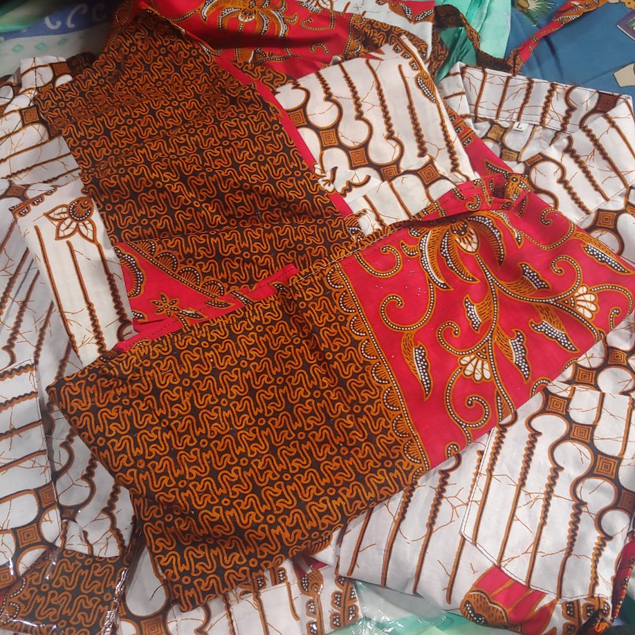 Batik Couple Keluarga Sania Ruffle Ori Ndoro Jowi Dnt Seno Merah Putih