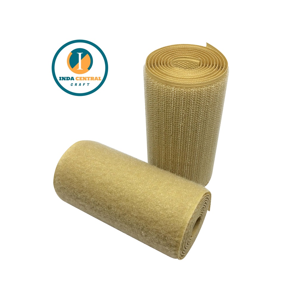 Perekat Perepet Tas Velcro Lebar 10 cm Halus Kasar Magic Tape Warna Cream Per Meter