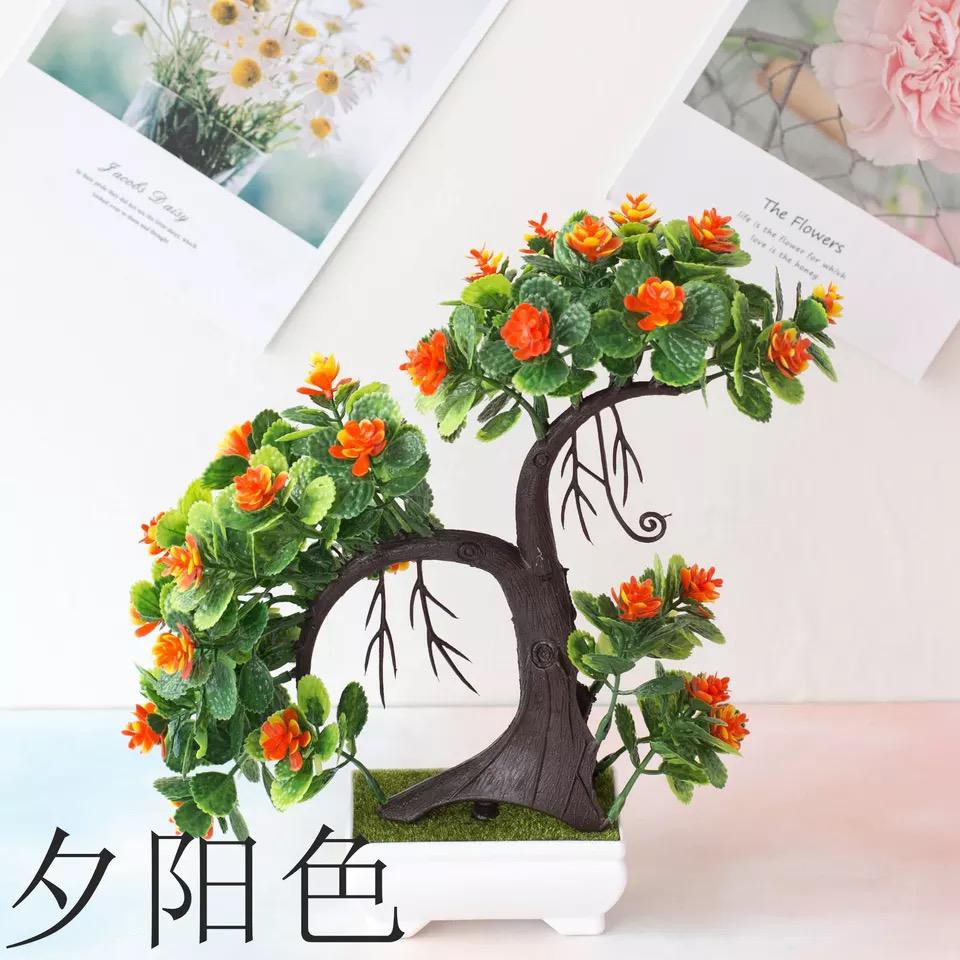 COD BUNGA PLASTIK BUNGA PAJANGAN IMITASI BUNGA ARTIFISIAL BUNGA BONSAI  TANAMAN HIAS PLASTIK BP8811-ORANGE