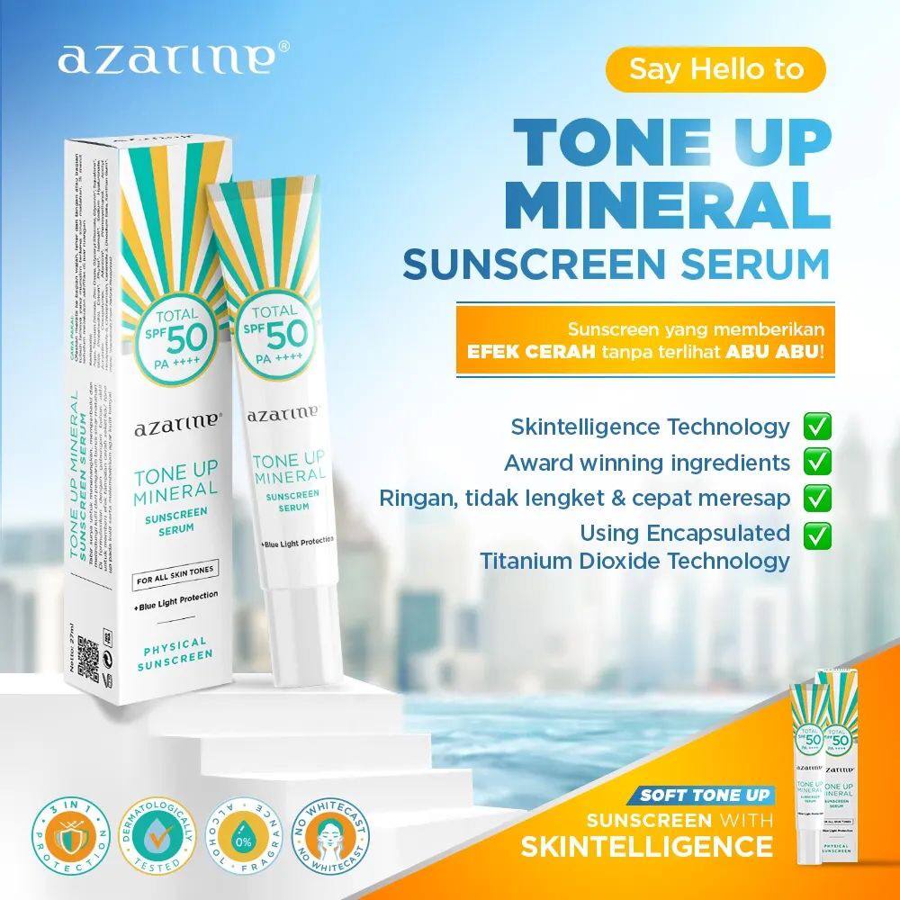 Azarine Tone Up Mineral Sunscreen Serum SPF50 PA++++ 27ml