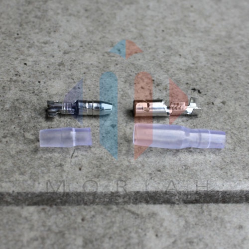 Skun Kabel Connector Male Female Sepasang Bulat + Karet Kondom / Skun Kabel