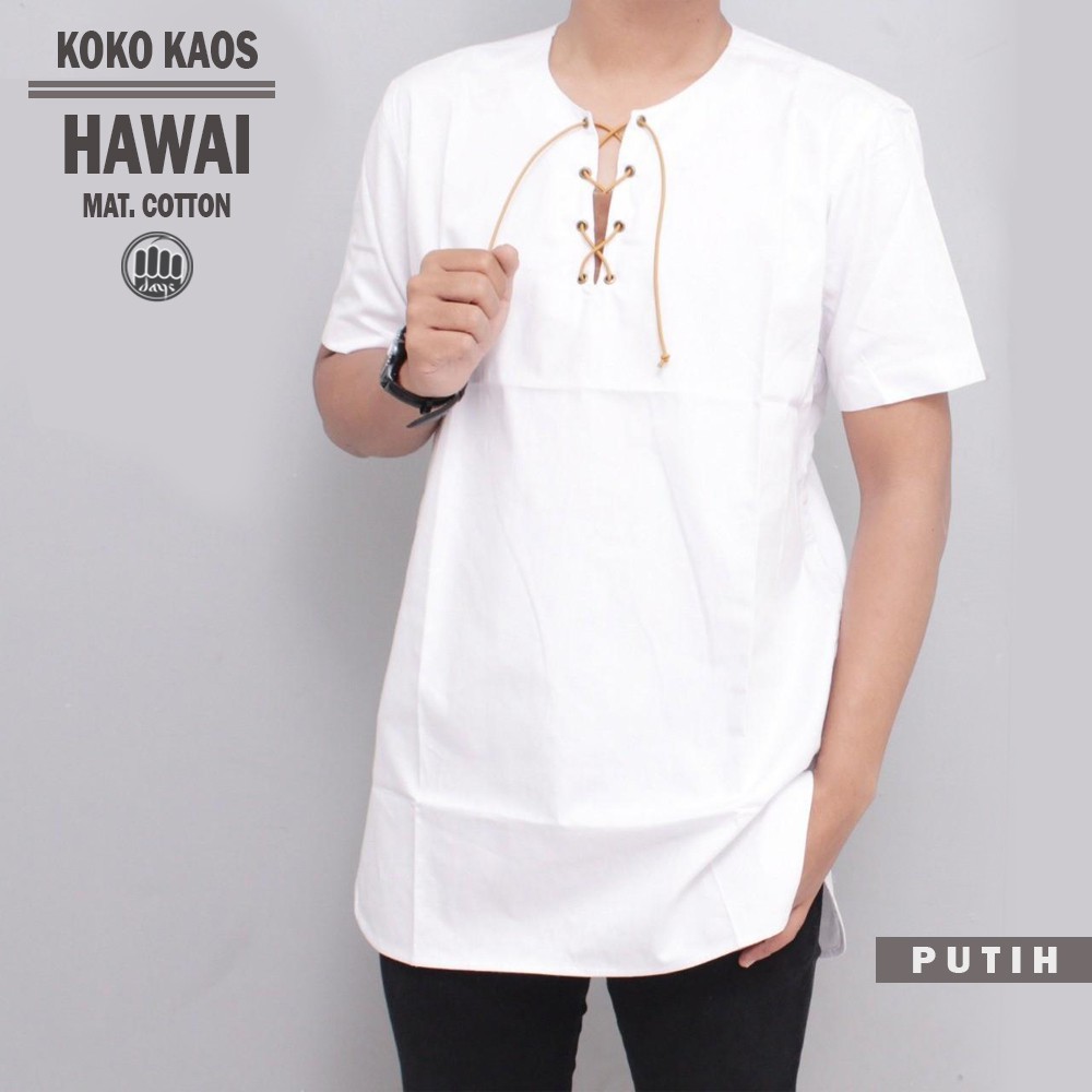 Kurta Unik Gamis Kaos Pria Hawai Baju Koko Tali Lengan Pendek Koko Hawai Terbaru