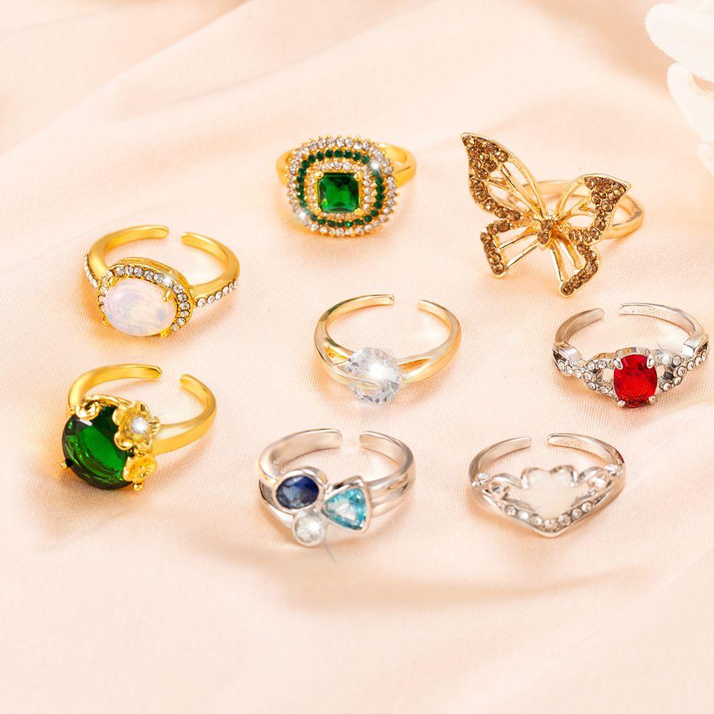 Needway Wanita Pembukaan Cincin Elegan Hati Manis Untuk Gadis Temperamen Sederhana Buku Jari Cincin