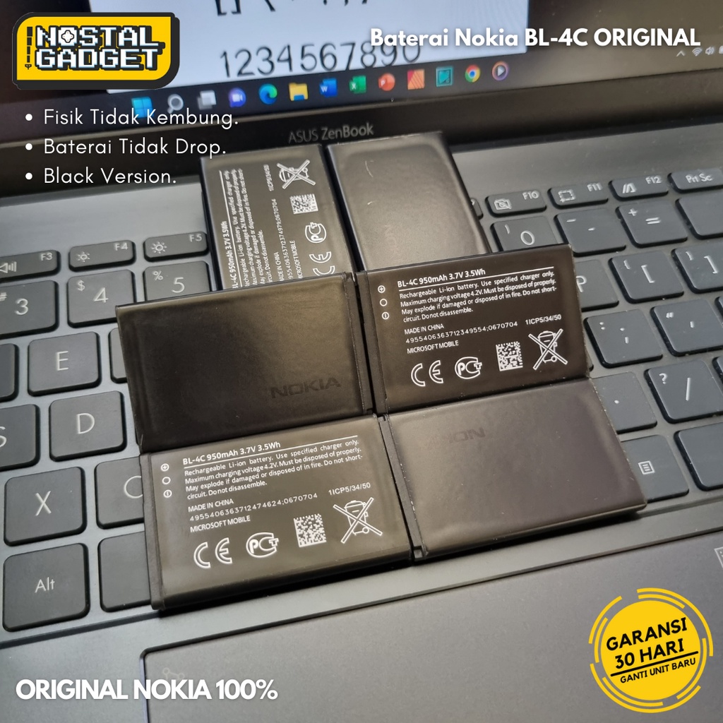 Baterai Nokia BL-4C BL4C Original . Baterai Nokia 6300 1202 1203 2650 5100 6260 7200 7270 108