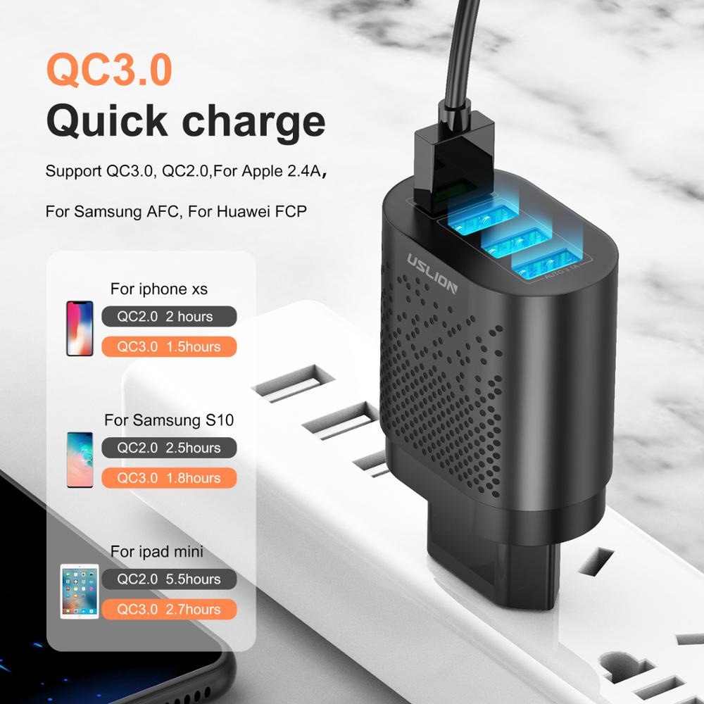 Adaptor 48W USLION 4USB PORT Quick Charger QC3.0 Iphone Samsung