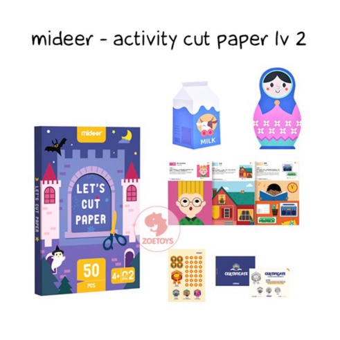 

Zoetoys Mideer Activity Cut Paper Origami Sticker Level Up 1 2 3 - Cut Paper Lv.2 Murah
