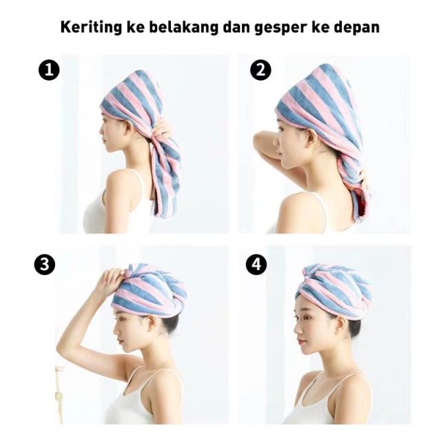 [MURAH] handuk pengering rambut magic shower cap hair drying cap magic handuk rambut import awet