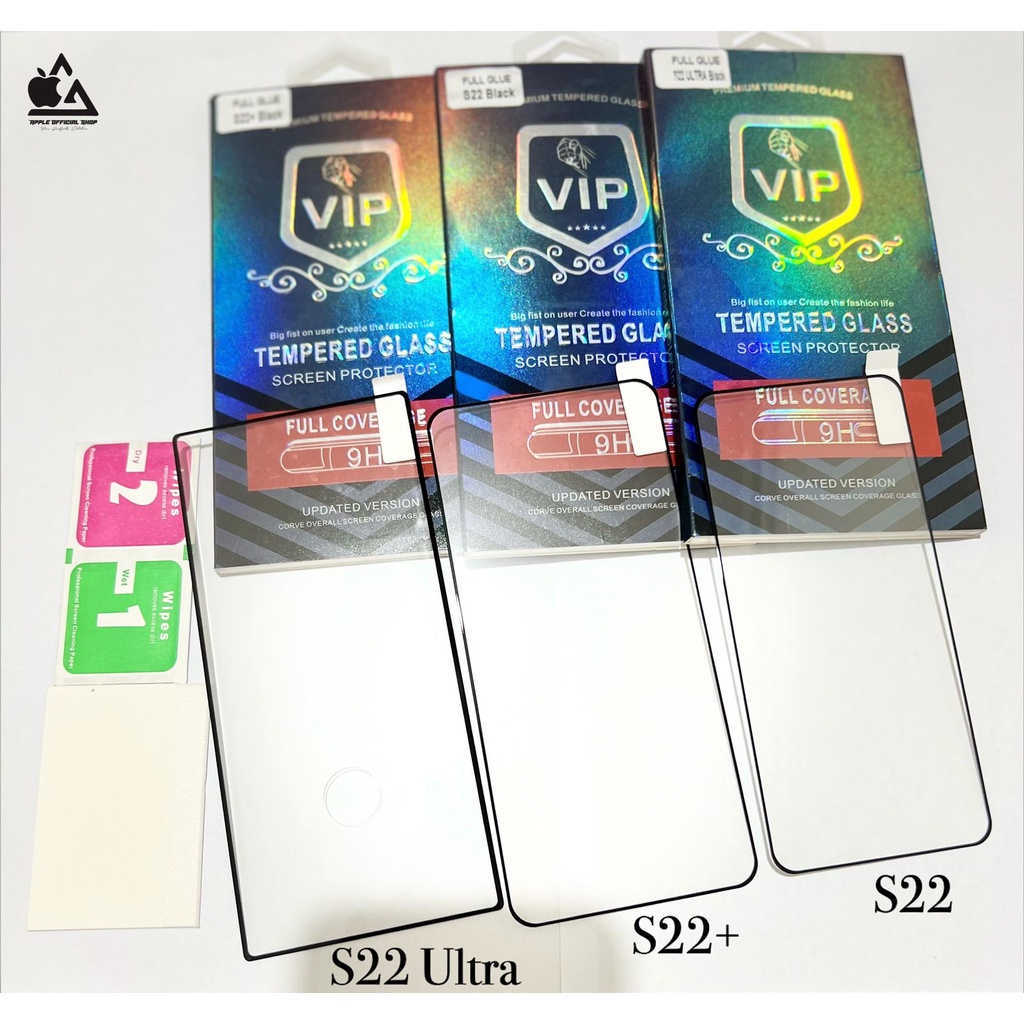 Tempered Glass Samsung Galaxy S23 ULTRA S23+ S23 5G S22 ULTRA S22+ S22 Plus S22 Series Curve Full Cover Glue Screen Guard Protector Anti Gores Kaca Film