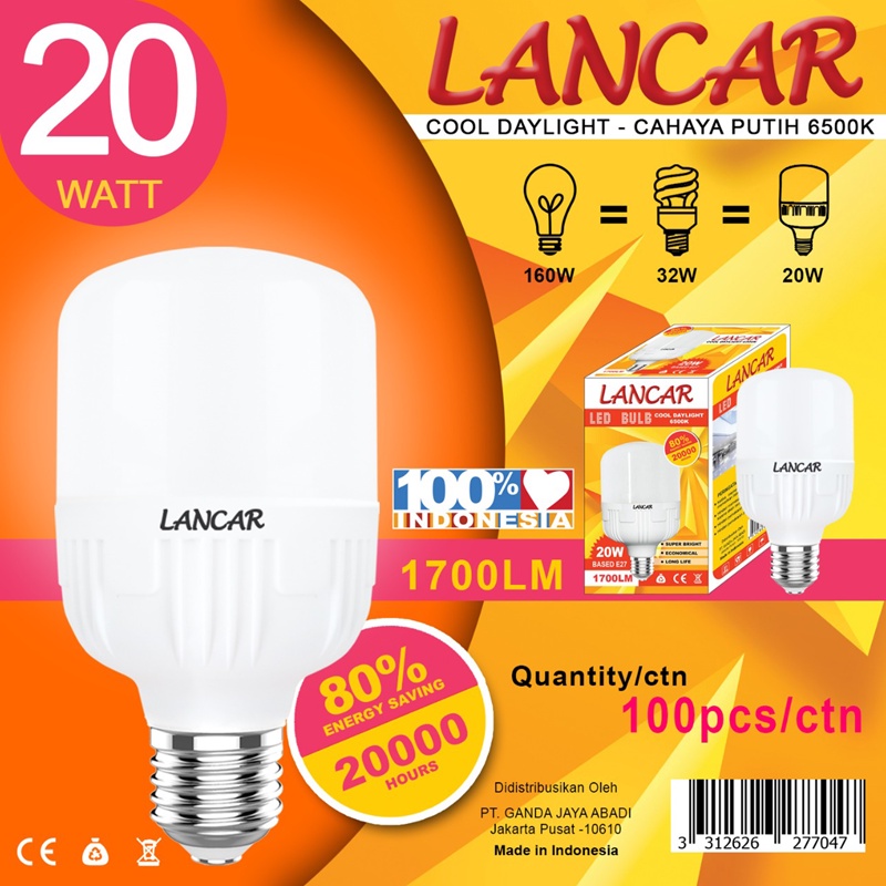 LANCAR BULB T Lampu Lancar 20/30/40 Watt Cahaya Putih Berkualitas LAMPU MURAH IRIT HARGA TERJANGKAU AWET TAHAN LAMA