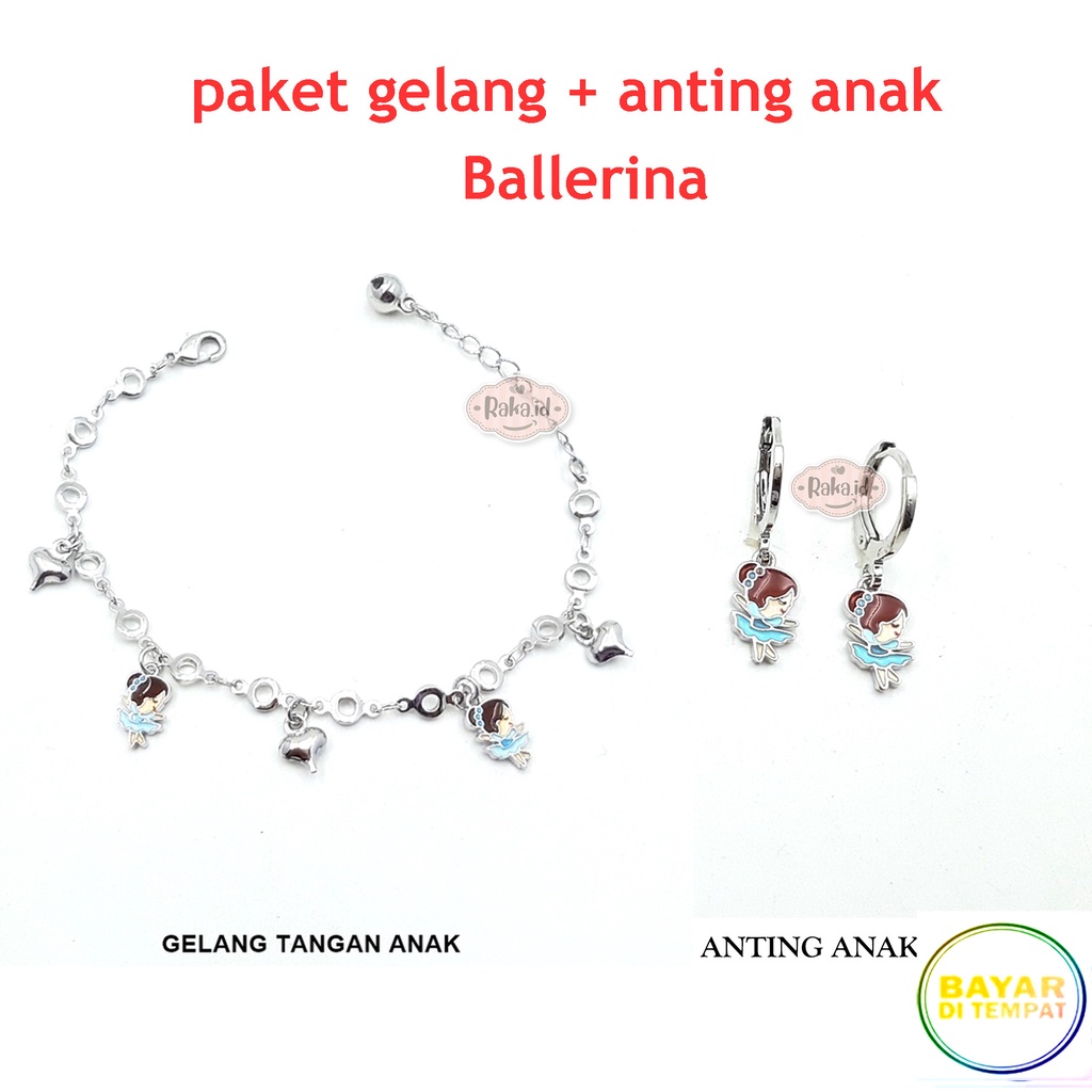 Raka Acc - Paket Gelang + Anting Anak Ballerina Xuping Perhiasan Anak Lapis Emas 18k 385