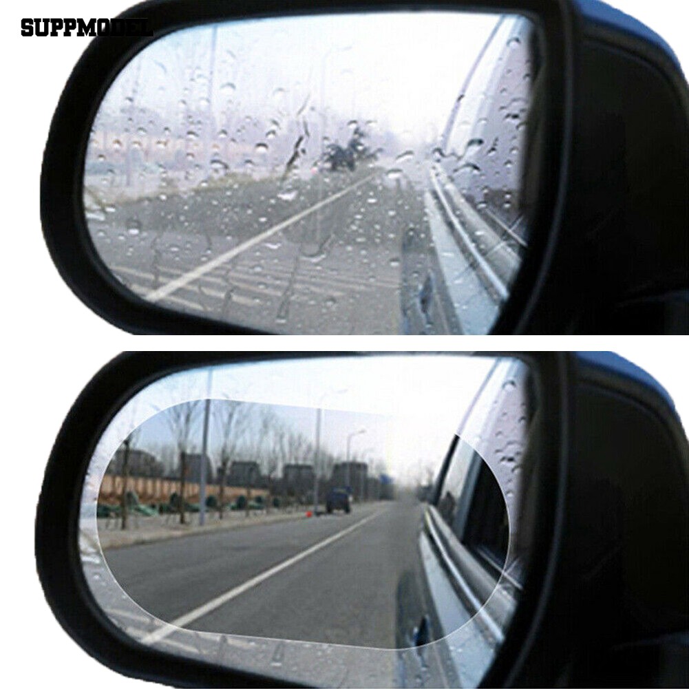 Supmodel 2Pcs Car Anti-Fog Oval Rainproof Waterproof Safety Driving Rearview Mirror Film