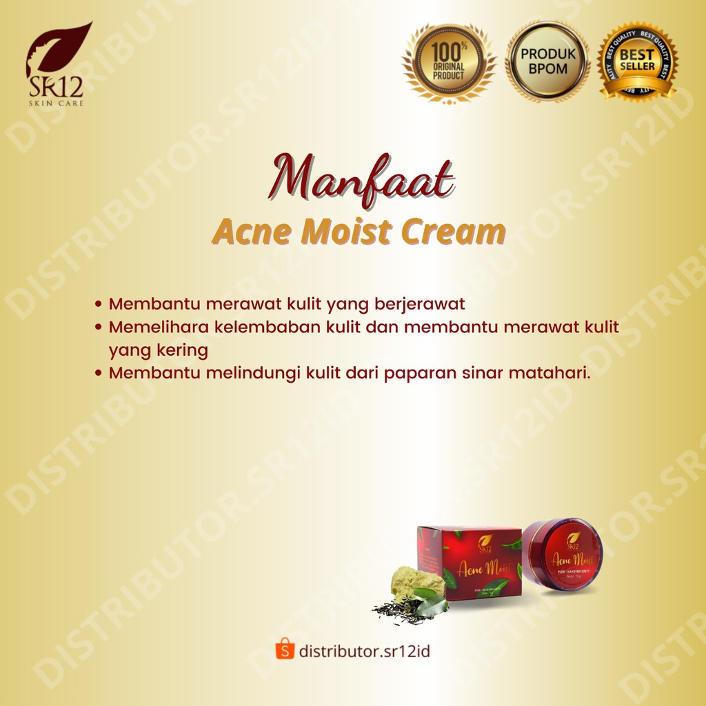 Acne Moist SR12 Cream Penghilang Jerawat BPOM Menjaga Kelembaban dan Melindungi Kulit dari Sinar UV