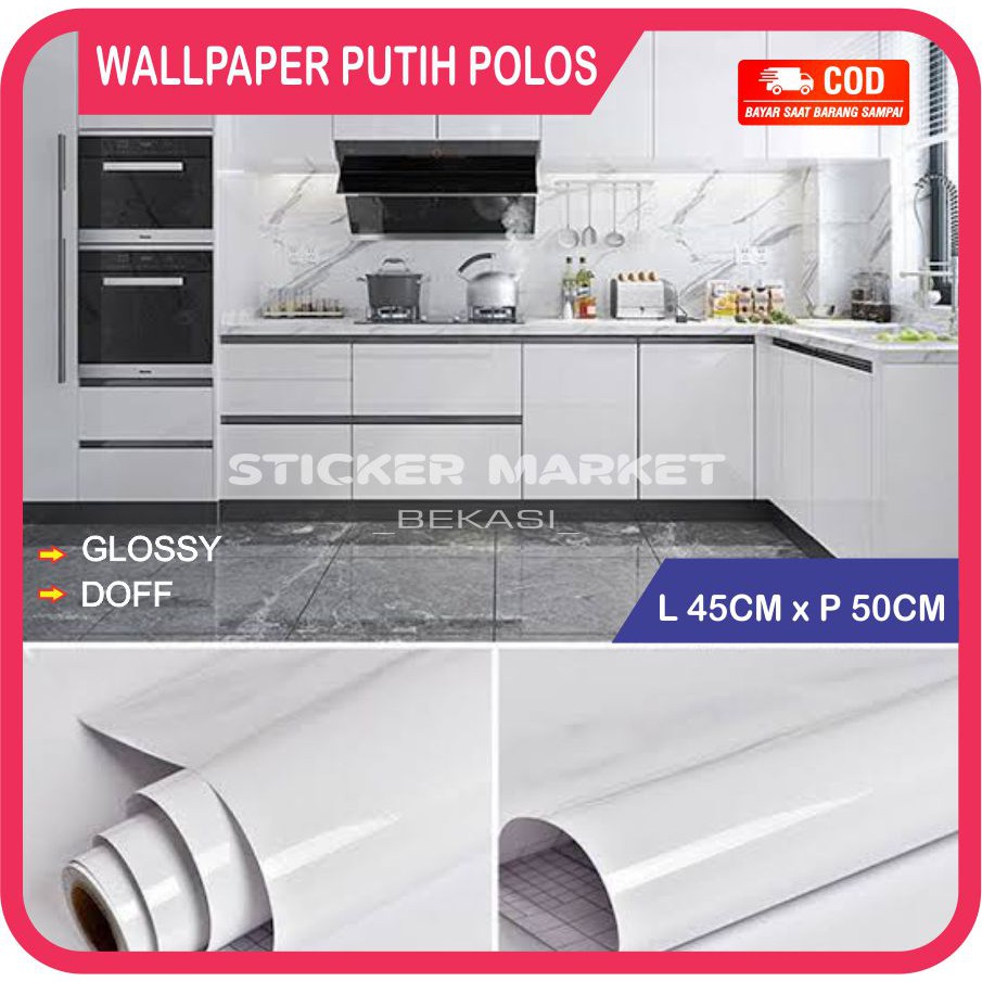 Stiker Wallpaper Sticker Warna Putih Polos