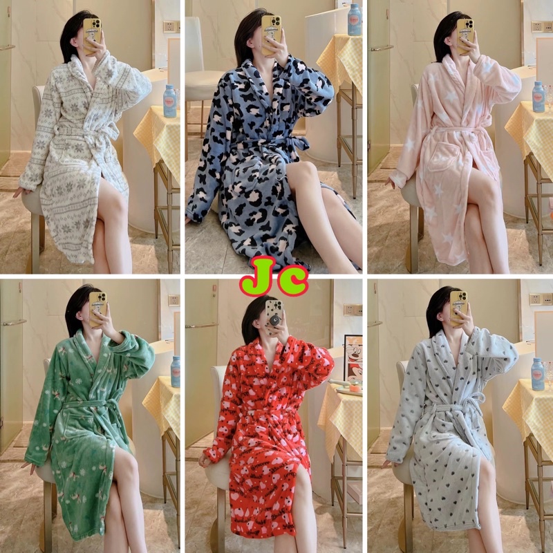 JC- Set Kimono Bulu Handuk Import  / Kimono handuk wanita import