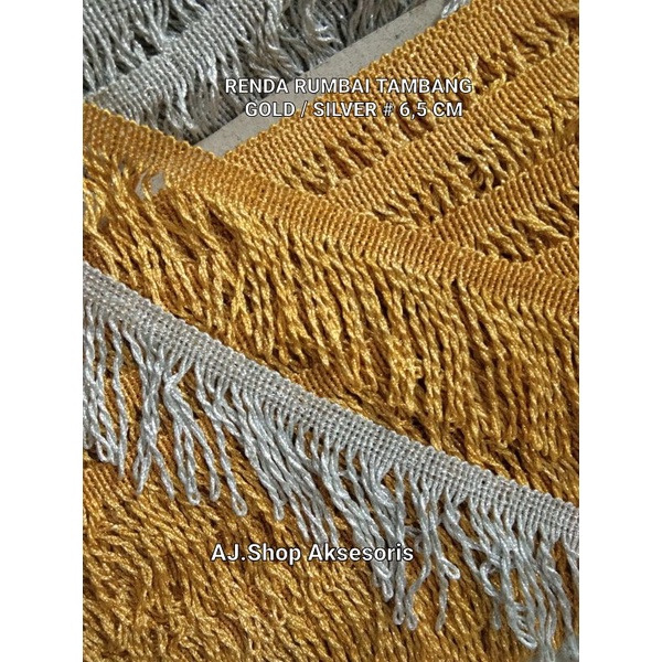 Jual RENDA RUMBAI TAMBANG LEBAR 6,5 CM / EMAS PERAK HARGA PER PACK ISI ...