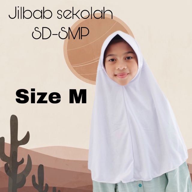 Jilbab Sekolah Size M untuk SD - SMP