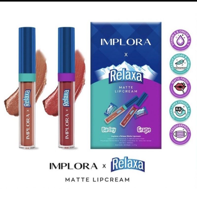 IMPLORA X RELAXA matte lipcream || long lasting,transferproof