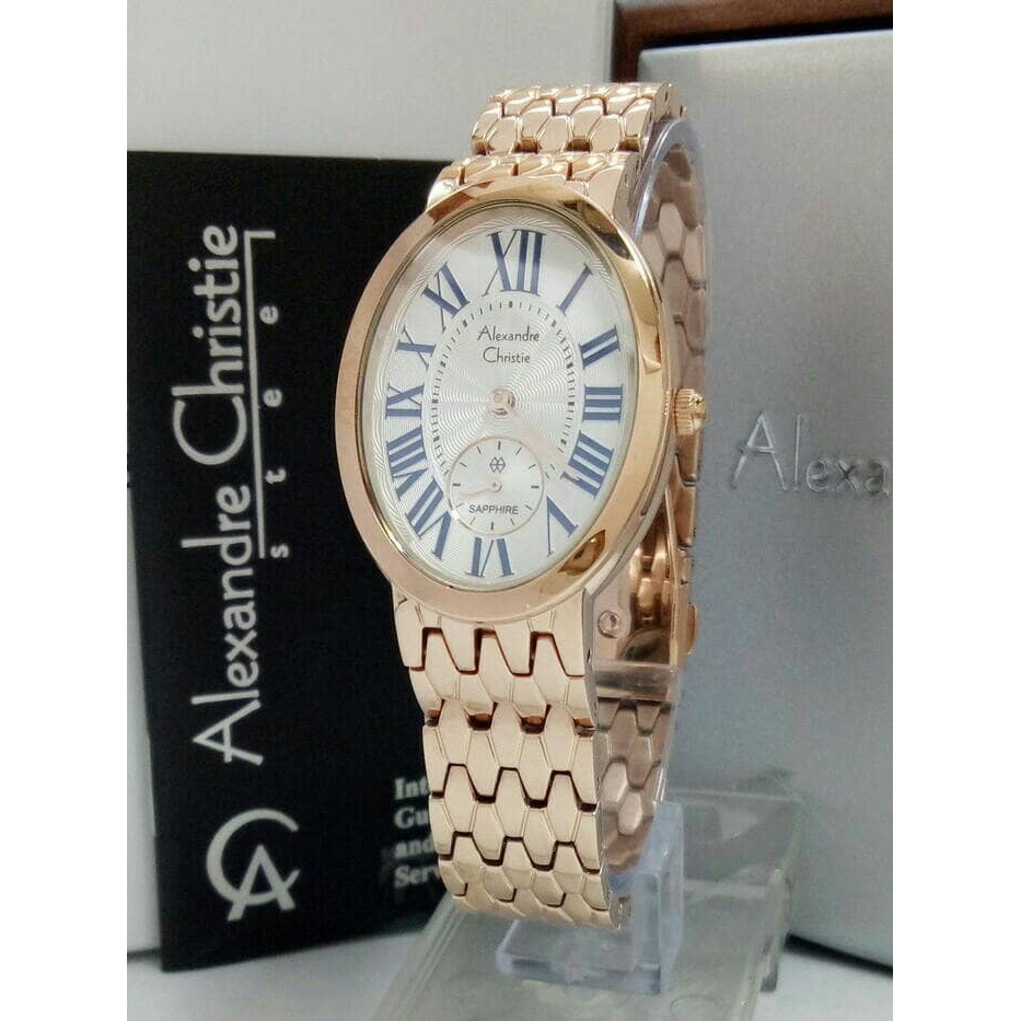 ALEXANDRE CHRISTIE WATCH AC 2667 WANITA ROSEGOLD WHITE KACA ANTI GORES ORI