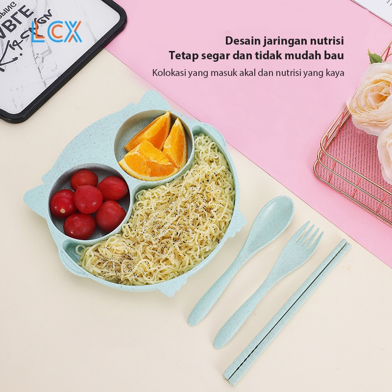 LCX Set Peralatan Makan Anak Sendok Garpu Anak Mangkok Tempat Makan Bayi Piring Makan Anak