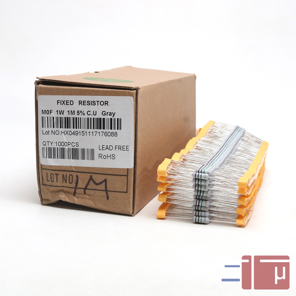 x10 Resistor 1M 1 Mega 1W Metal Oxide 5% Taiwan Kaki Tembaga