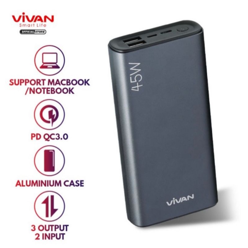 Vivan VPB-L20 VPBL20 Power Bank 20000mAh 45W Two Way Quick Charge QC3.0 PD3.0 3Output Powerbank