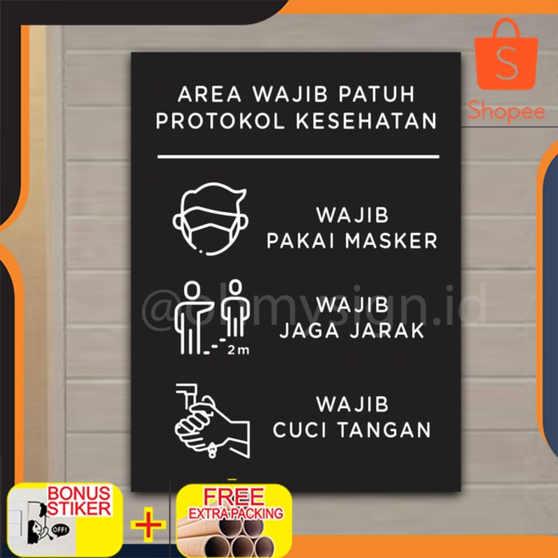 

Murah Signage Akrilik Protokol Kesehatan | Sign Acrylic | Papan Wajib Masker Elegan