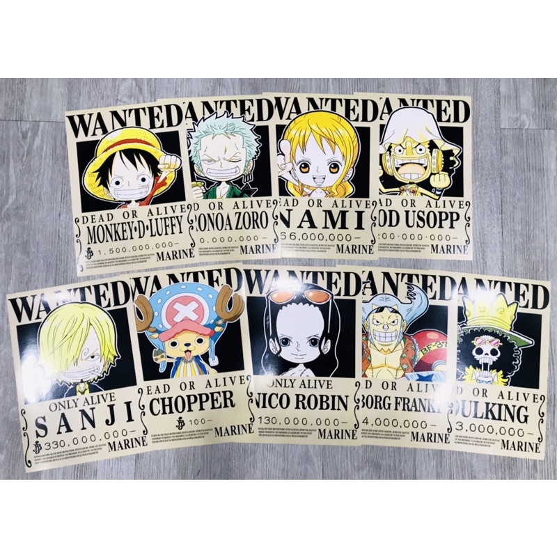 Set Poster Mugiwara Chibi Anime Manga One Piece (Tanpa Bingkai)