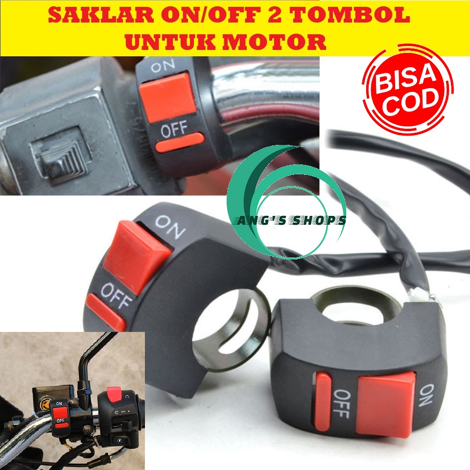 SAKLAR SWITCH LAMPU MOTOR ON OFF UNIVERSAL UNTUK STANG MOTOR 2 TOMBOL