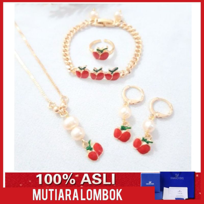 set perhiasan anak kalung mutiara lombok asli gelang mutiara cincin mutiara anting mutiara air tawar