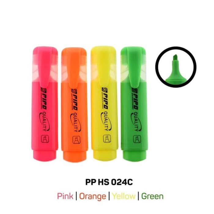 

[1 set isi 4pcs] Pipo hs 024c highlighter stabilo penanda tulisan