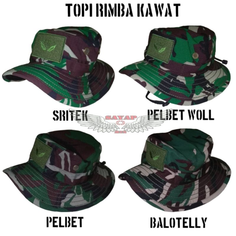 TOPI RIMBA KAWAT LORENG/SRITEX/VELBEDWOOLL/BALOTELI/VELBED